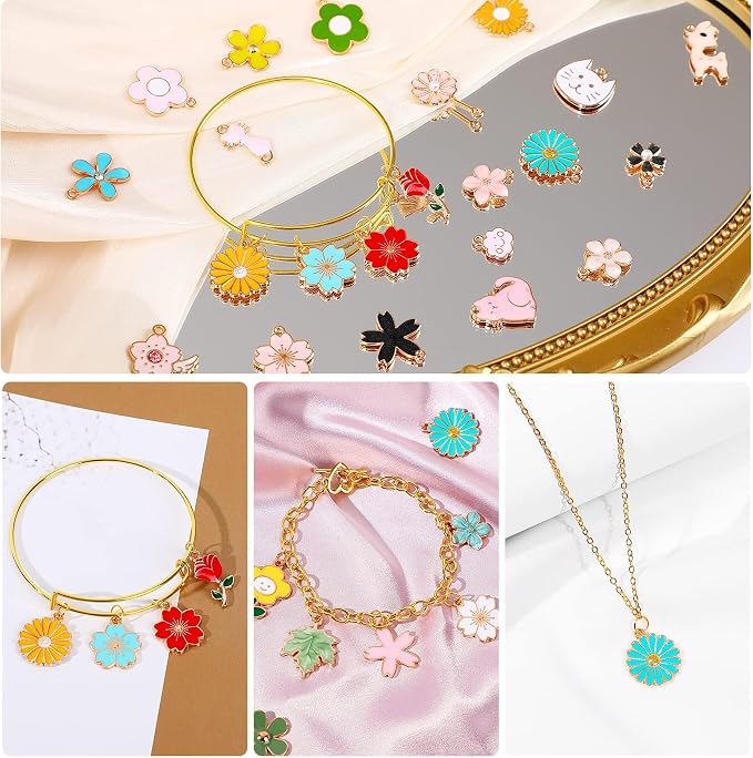 MARFOREVER 120 Pcs Spring Summer Flower Charms - Image 4