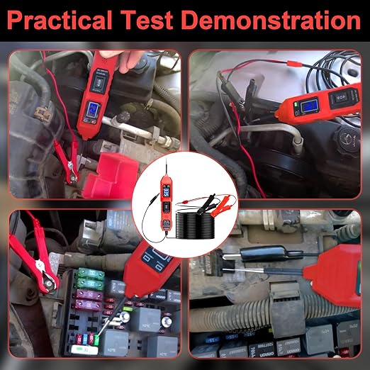 Multifunctional Car Circuit Tester,Digital Display Short Circuit Finder,6-24V AC/DC Car Power Tester, Component Activation Electrical Tester for Trailer Lights Testing/Continuity Testing