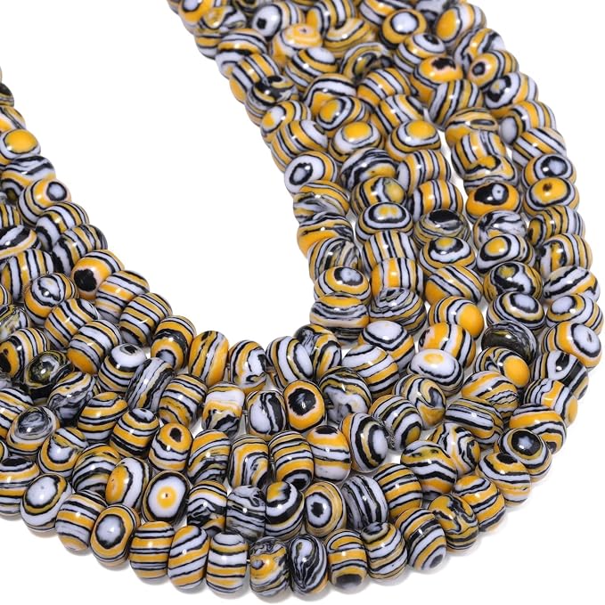 Songxi 5x8mm Natural Yellow Peacock Stone Rondelle Beads, Gemstone - Image 7