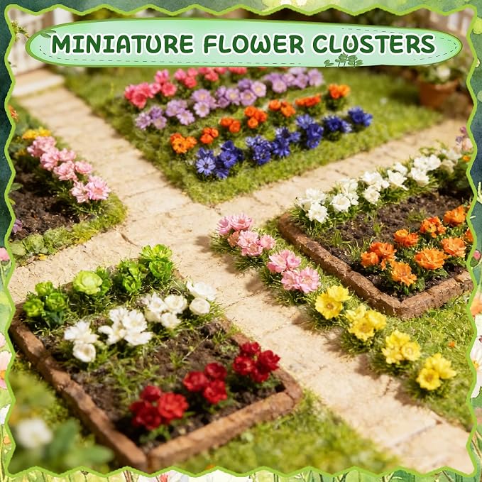 Warmtree 63 Pcs Miniature Colorful Flower Cluster Static Grass Tufts Self - Image 5