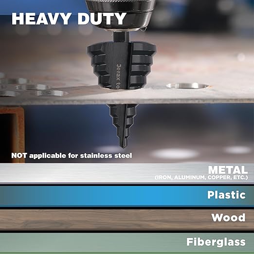 HSS 1/4-2 Inch Large High Speed Steel Step Drill bits, Doubles Flutes Large Step Bits for Hole Drilling in Iron, Copper, Aluminum, Wood, Plastic
