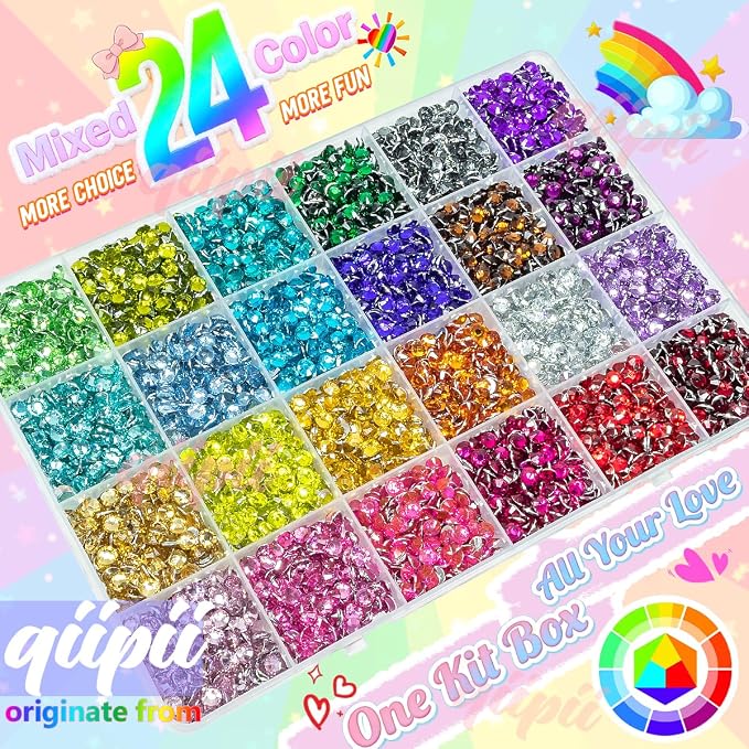 qiipii 24 Color 5mm Crystal Resin Rhinestones - Image 2