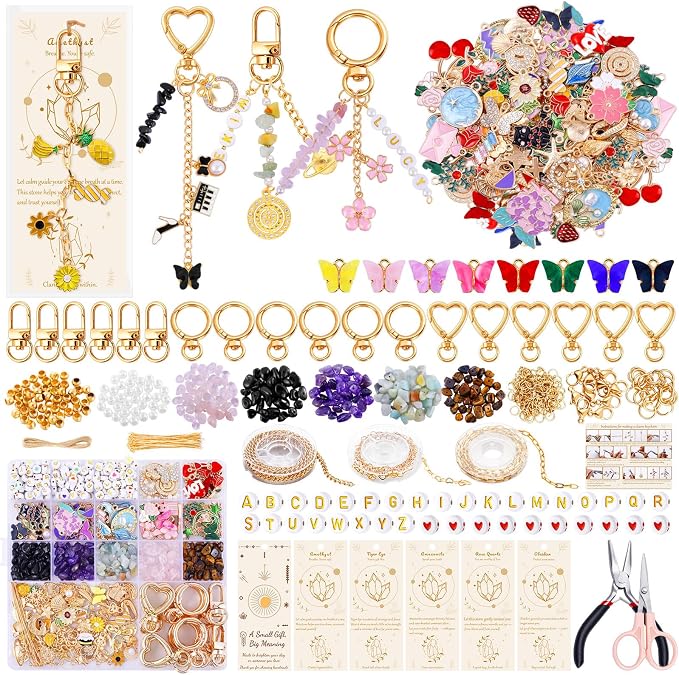 TOHONGADON 907 Pcs Lip Gloss Charms, Keychain Making Kit, Bag Charm Kit by TOHONGADON