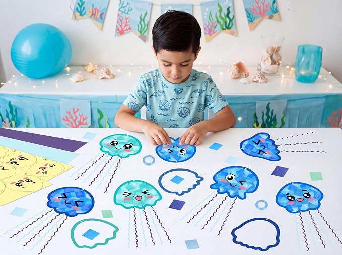 48PCS Summer Crafts: Paper Jellyfish Suncatchers DIY Kits, Window Stained Glass - Image 2