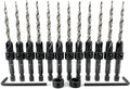 FTG USA 12 Pc #10 (3/16") Countersink Drill Bit Set with Depth Stop Collar, Hex Wrench - Tapered Drill Bits for Wood