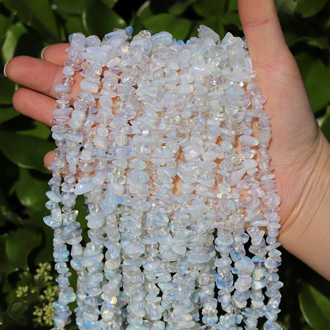 200pcs White Opalite Chip Beads by DQJRJTJewelryMakingCraftsSupplies