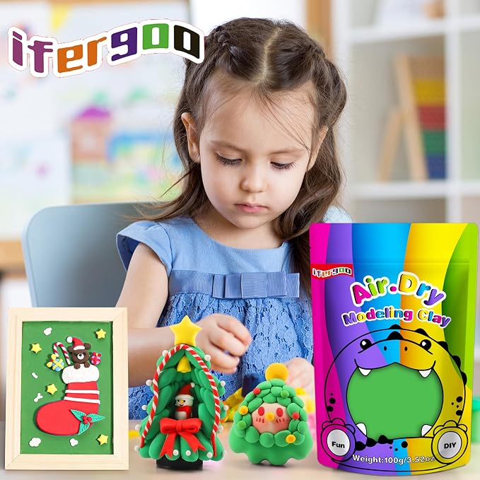 ifergoo Green Air Dry Clay, DIY Creative Modeling Clay - Image 6