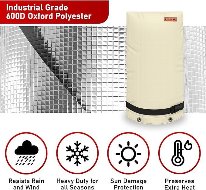 Redford Supply Co. Cold Snap (0°F) Large Outdoor Faucet Covers for Winter Freeze Protection, 14"W x 27"H, Foam Spigot Covers Winter Insulated, Outside Pipe Cover, Insulated Hose Bib Cover (Beige)