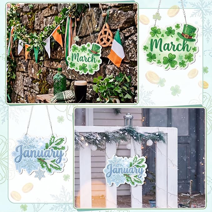 Cinnvoice 12 Pcs Summer Seasonal Diamond Art Hanging Ornament Kit - Image 2