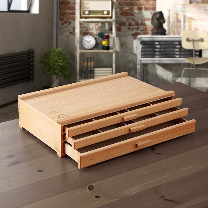 7 Elements 3 Drawer Wooden Artist Storage Supply Box - Image 2