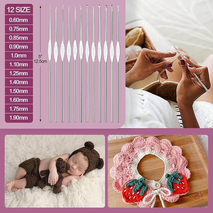 Aeelike Crochet Kit Multi Size Crochet Hooks Set 0.6mm-6mm, Full Crochet Kit - Image 5