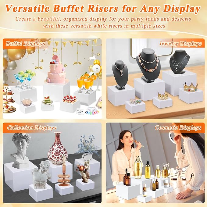 6 Pcs White Acrylic Buffet Risers - Image 4