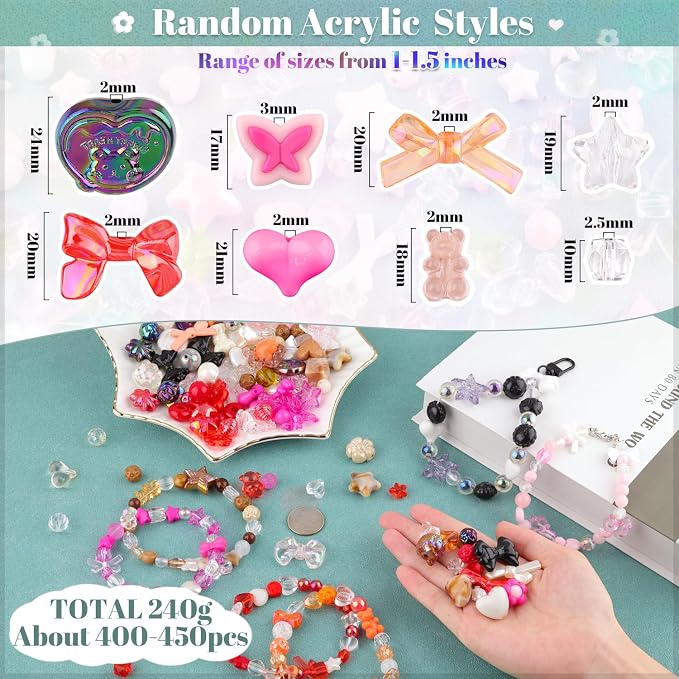 400-450PCS TINKRSTUFF Assorted Acrylic Beads - Image 2
