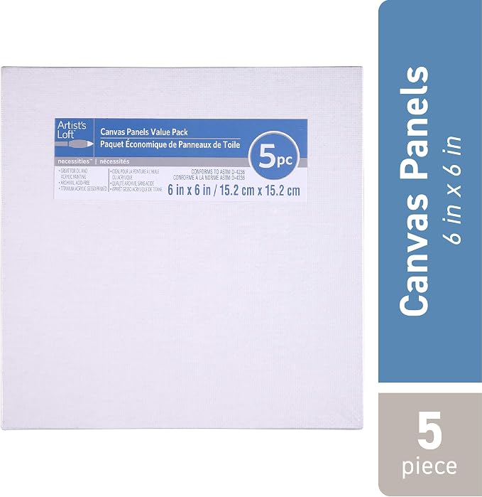 5 Pack 6" x 6" Value Canvas Panel by Artist's Loft - Image 2
