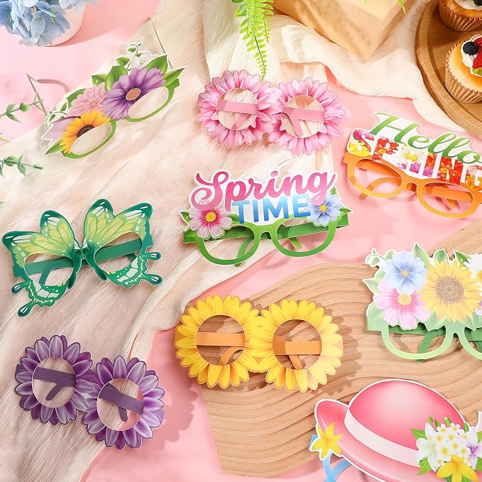 Pajean 32 Pack Spring Party Decorations Eyeglasses Springtime Themed Paper - Image 4