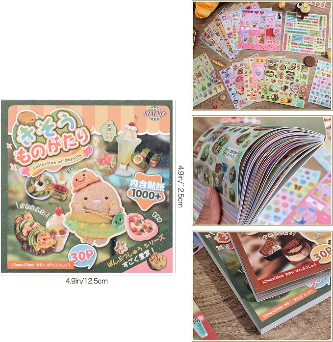 Girl's Japanese Retro Sticker Book, 1000+ Cute Comics Style Food Stickers - Image 3