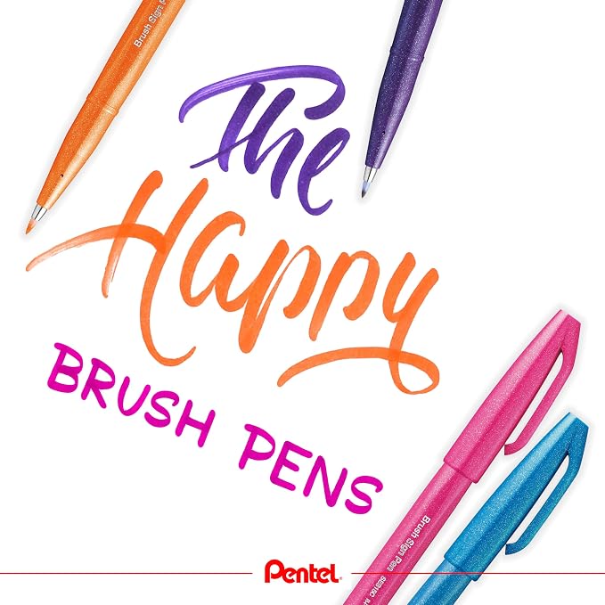 Pentel Fude Touch Sign Pen, Sky Blue, Felt Pen Like Brush Stroke - Image 5