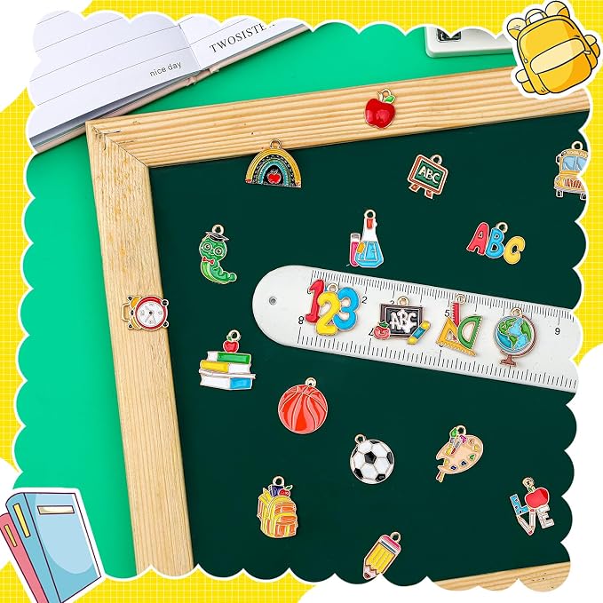 MARFOREVER Back to School Charms, First Day of School Enamel Pencil Book - Image 2