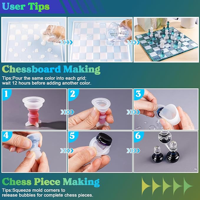 LET'S RESIN Chess Molds for Resin Casting, Upgraded Resin Chess Set Mold - Image 5