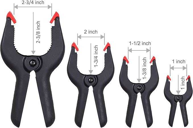 FASTPRO 20-PACK 4-Size Nylon Plastic Spring Clamps with String Bag Organizer, Included 6-1/2in., 4-1/2in., 3-1/2in.and 2-1/2in.