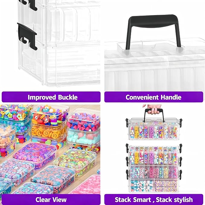Stackable Bead Storage Organizer, 88 Small Plastic Containers - Image 6