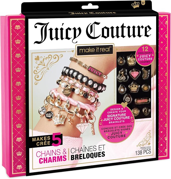 Make It Real: Juicy Coture Chains & Charms, DIY Bracelet Kit, Includes 12 Juicy by MakeItReal
