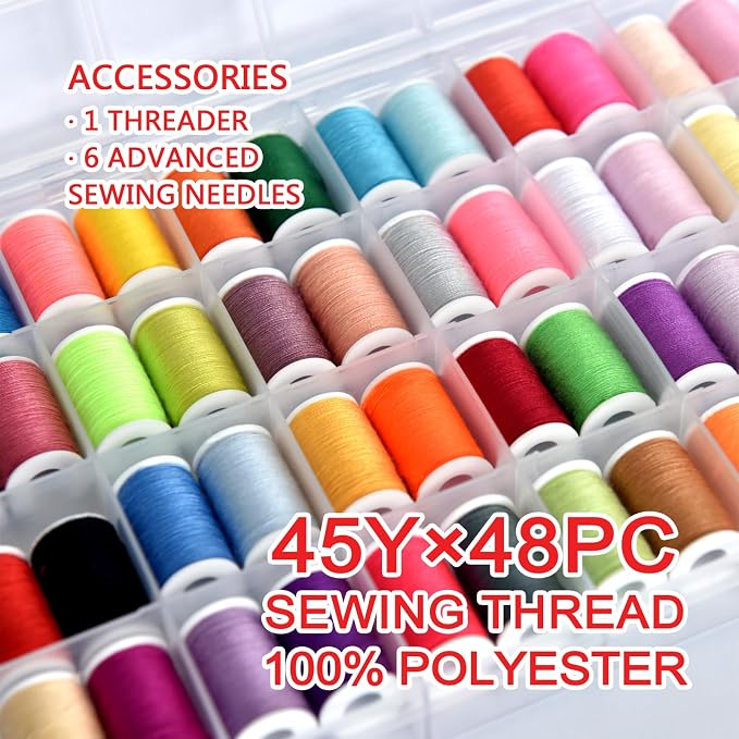 48 Rainbow Color Set of Handy Polyester Sewing Threads - Image 2