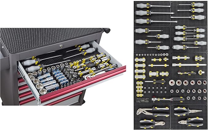 FREE ZONE 68-Piece Large Pegboard Tools Organizer Set,(Red) Tool Box and Storage, Tool Box Drawer Organizer for Tool Chest Cart Cabinet Workbench