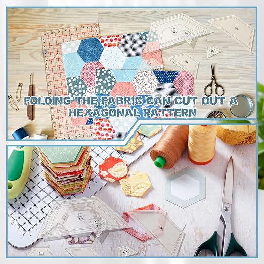 Kigley 8 Pcs Half Hexagon Quilting Templates and Rulers 1/1.5/2/3/4/5/6/7 Inch - Image 5