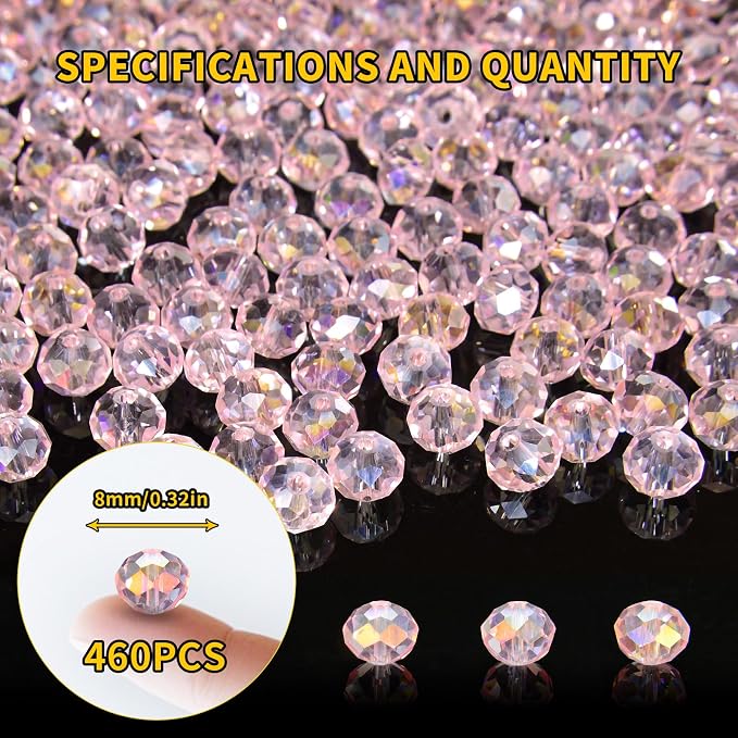 460Pcs 8mm Crystal Glass Beads for Jewelry Making Beads for Bracelets Necklace - Image 2