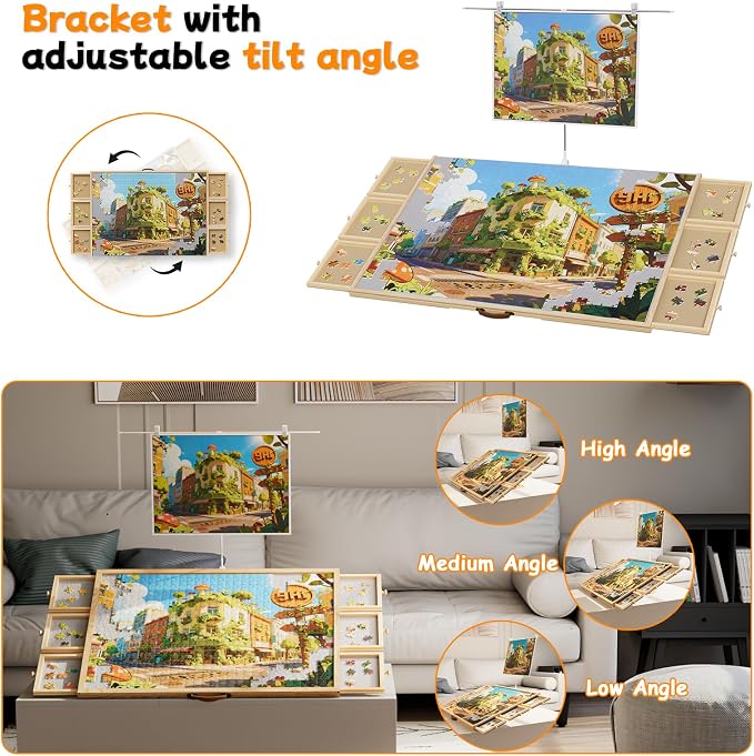 1500-Piece 34"x25.5" Wooden Rotating Puzzle Board - Image 7
