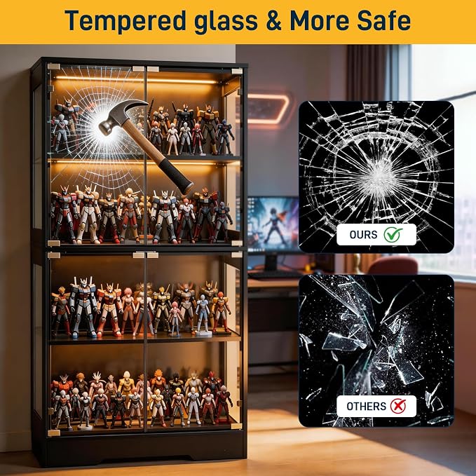 Glass Display Cabinet with Doors, 4-Tier Display Shelf - Image 6