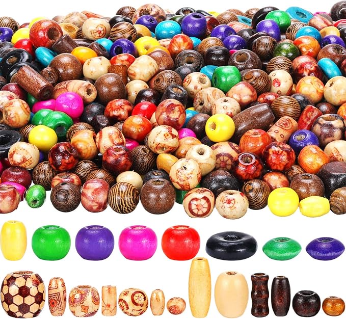 WILLBOND 1300 Pieces Wooden Beads by Willbond+Technology+Limited
