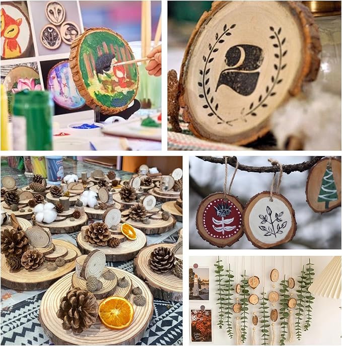100 Pack Nature Wood Slices for Crafts, 2.4-2.8In Unfinished Natural Wood - Image 6