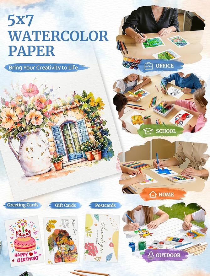 84 Sheets Watercolor Paper 5x7, 110 LB/230 GSM Water Color Paper 5 x 7 - Image 7