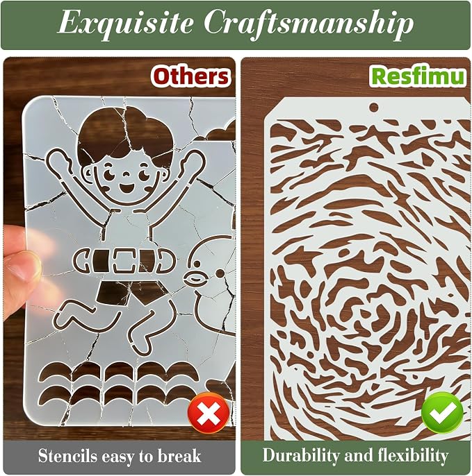 Geometric Texture Stencils for Crafts Reusable 12Pcs Stencils | DIY Art - Image 3