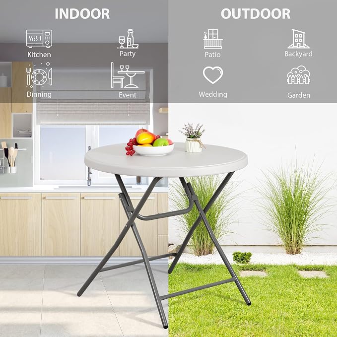 SUPER DEAL 32in Cocktail Table, Indoor Outdoor Portable High Top Table - Image 7