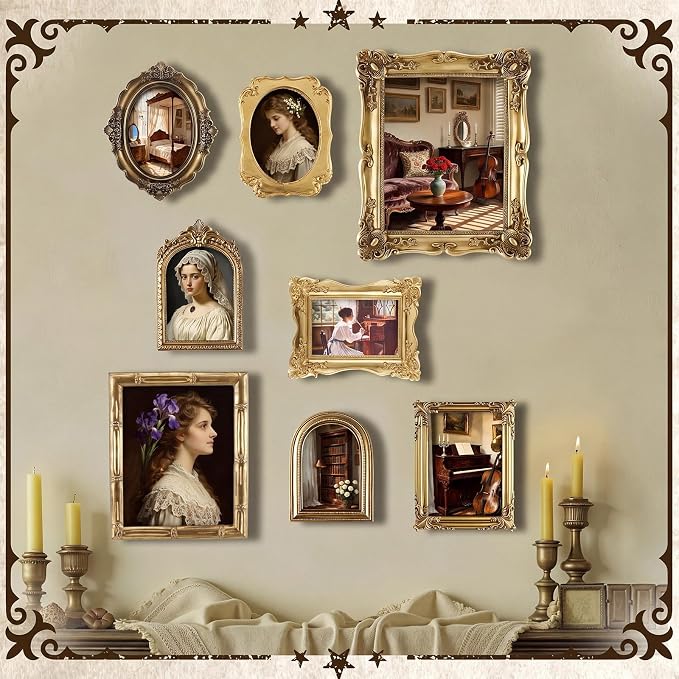 8 Pcs Vintage Picture Frames Set - Image 6