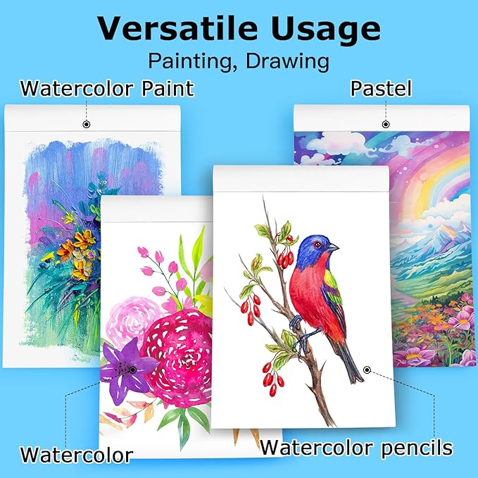 Hapikalor 11"x14" Watercolor Paper Pad, 140lb/300gsm Artist Painting Drawing - Image 5