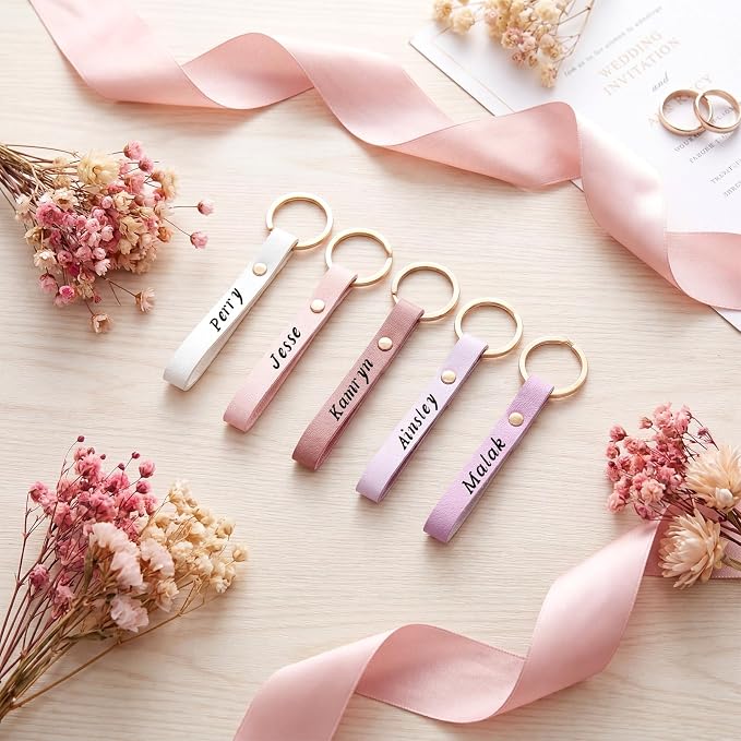 Wavyknot 50 Pcs PU Leather Keychain Blanks Bulk Laser Engraving Blanks Keychain - Image 3
