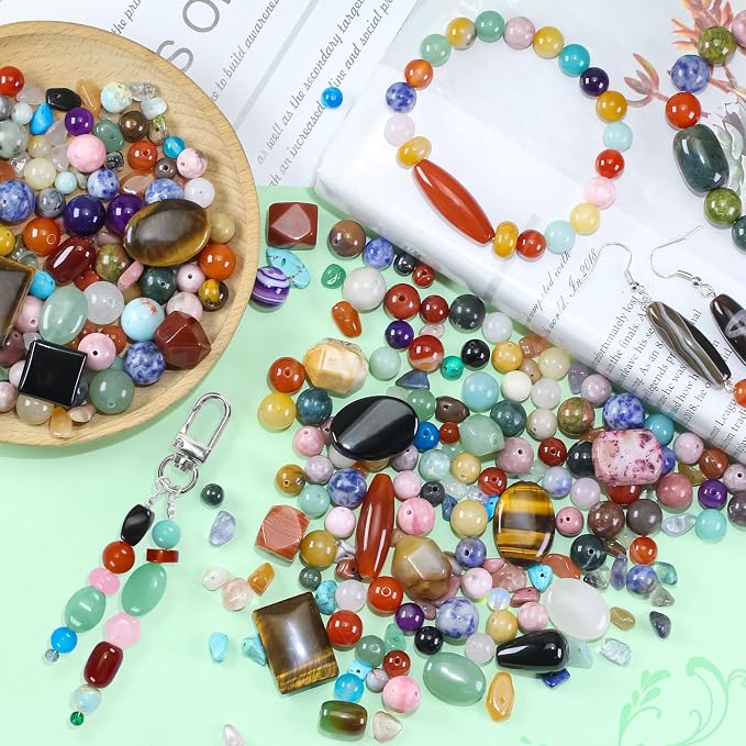 0.6lb Assorted Stone Beads for Jewelry DIY Making, Mixed Natural Chips Gemstone - Image 3