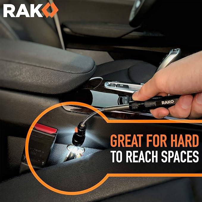 RAK Magnetic Pickup Tool Gifts for Men - Telescoping Magnet with LED Flashlight and 22 Inches Extendable Neck, Cool Magnetic Flashlight Gifts for Dad, Husband, Grandpa, Handyman