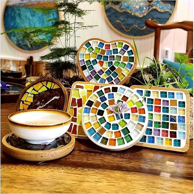 Mosaic Tiles Squares Dark Yellow Crystal Mosaic Glass Tile - Image 5