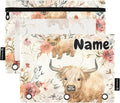 Custom Cute Highland Cows Flowers Pencil Pouch by BOENLE-WELCOMEYOURCOMING