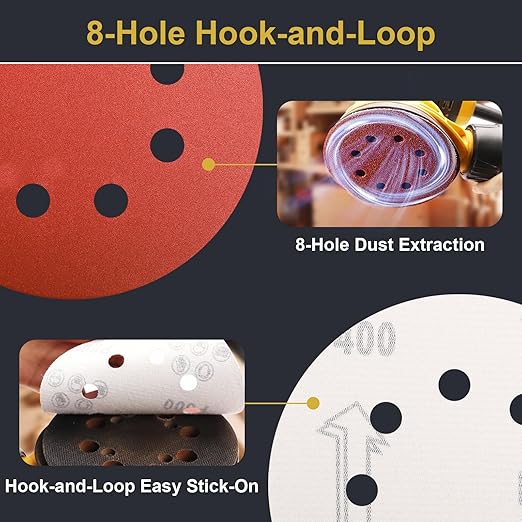 100 PCS 5 Inch Sanding Discs 400 Grit Hook and Loop Adhesive Round Sandpaper for Random Orbital Sander