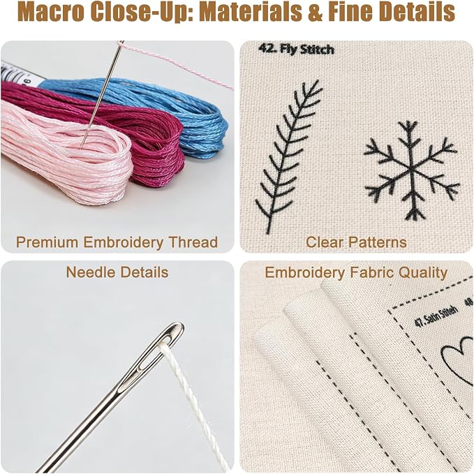 Embroidery Kit for Beginners, 87 Stitches Easy to Advanced, Step by Step Video - Image 5