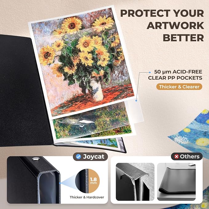 JoyCat 18 x 24 Art Portfolio Binder, 30 Acid-Free Clear Pockets Art Folder - Image 4