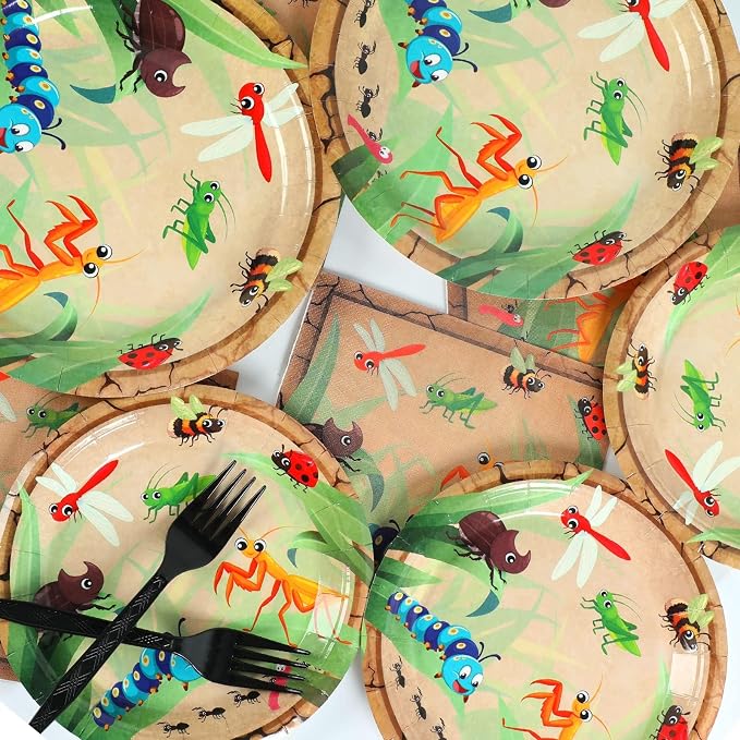 Qyeahkj 100 Pcs Bug Party Plates Napkins Supplies, Spring Summer Ladybugs Bee - Image 5