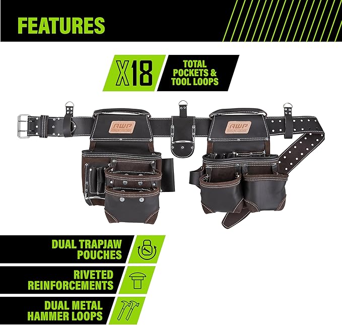 AWP Tool Belt, Tool Rig, Durable, Premium Tool Belt Organizer