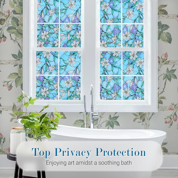 rabbitgoo Stained Glass Window Privacy Film, 23.6" X 118.1" | Anti UV Heat - Image 2